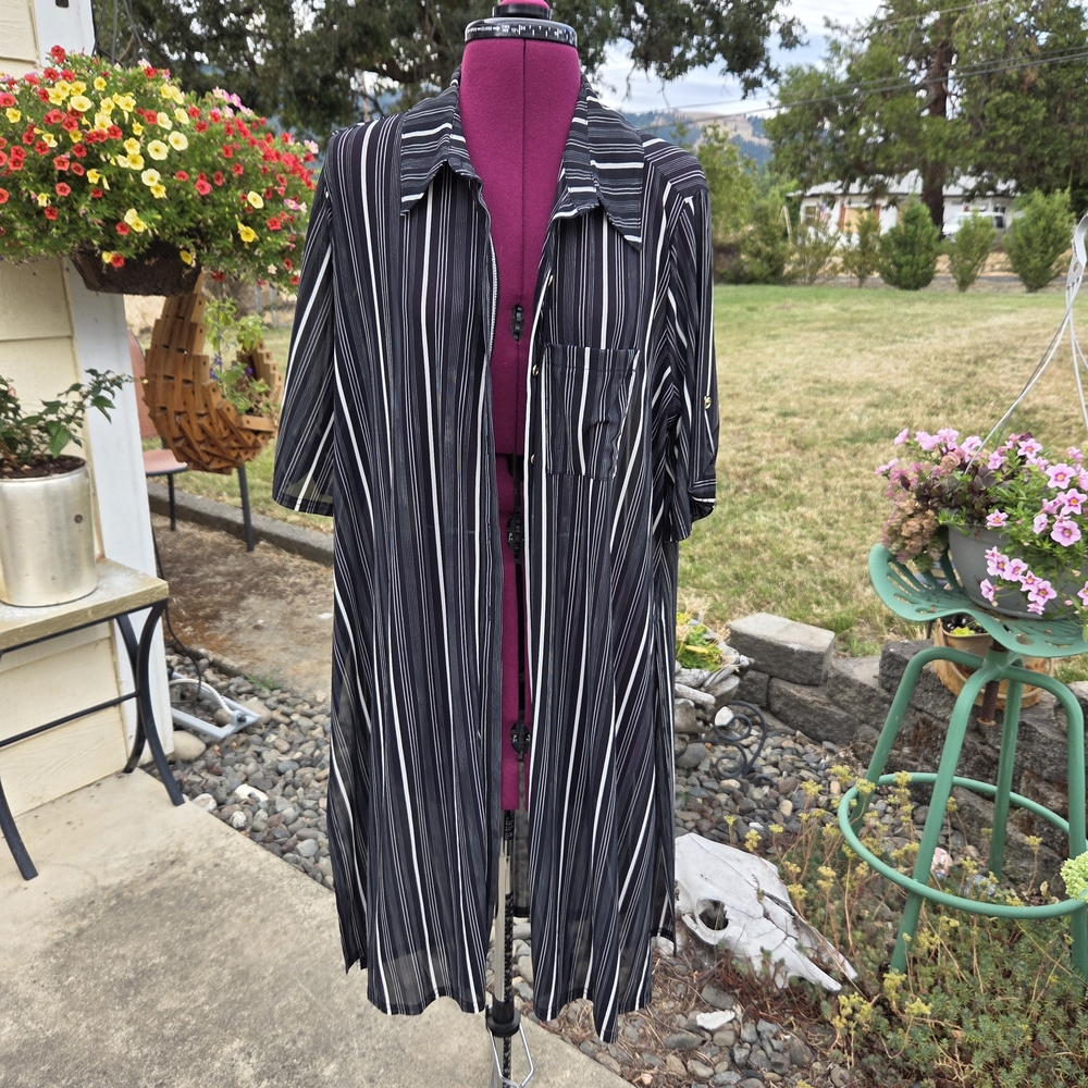 Siren Lily Black and White Striped Top, Cover Up. GGCP